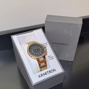 Armitron Gold-Tone Watch with Black Dial